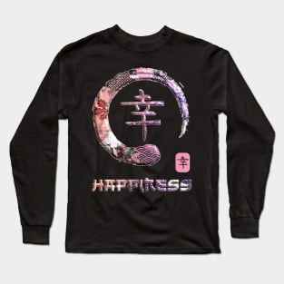 Happiness Japanese Kanji Word Symbol Enso Circle 4 Long Sleeve T-Shirt